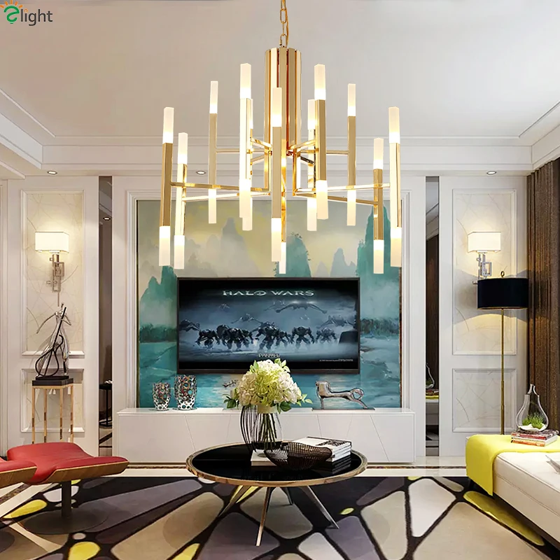 Почтовые окрашенные металлические светодиодные люстры освещение для гостиной