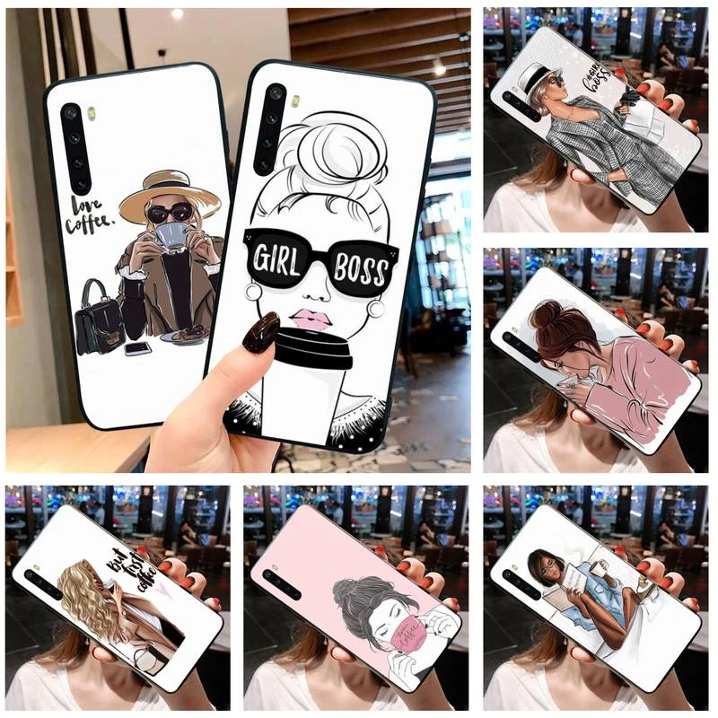 xiaomi leather case case Princess Female Boss Coffee Phone Case for Xiaomi Mi Note 10 Lite Mi 9T Pro xiaomi 10 10 CC9 Pro xiaomi leather case glass