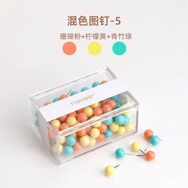 Never Rainbow candy color Thumbtack Pin для мягкого каркаса push-pin Thumb tacks украшения для офиса аксессуары Канцелярские товары 120 шт