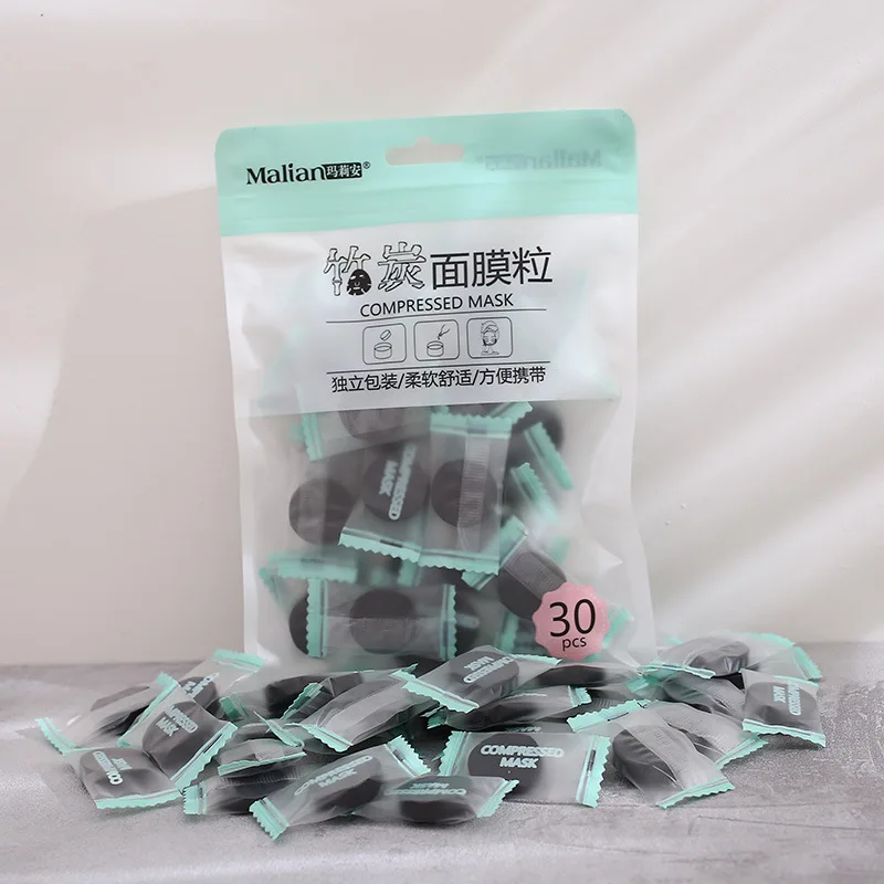 

30 Pcs/bag Disposable Bamboo Charcoal Compressed Mask Black DIY Whitening Mask TSLM1