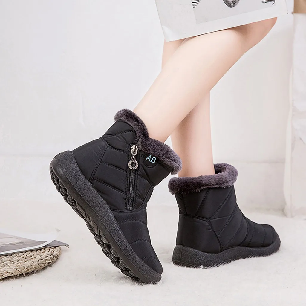 Waterproof Short Booties Women's Winter Warm Snow Boots With Plush Non-Slip Footwear Plus size 35-43 autumn and Winter Shoes