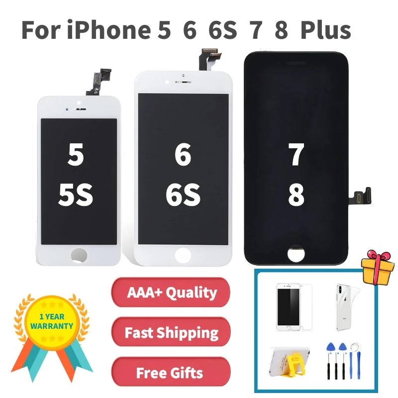 

ЖК-дисплей для iPhone 5 5S 6 6S 7 8 Plus, сенсорный дигитайзер в сборе для iPhone 6P 6SP 7P 8 P, сменный ЖК-дисплей Pantalla с инструментами