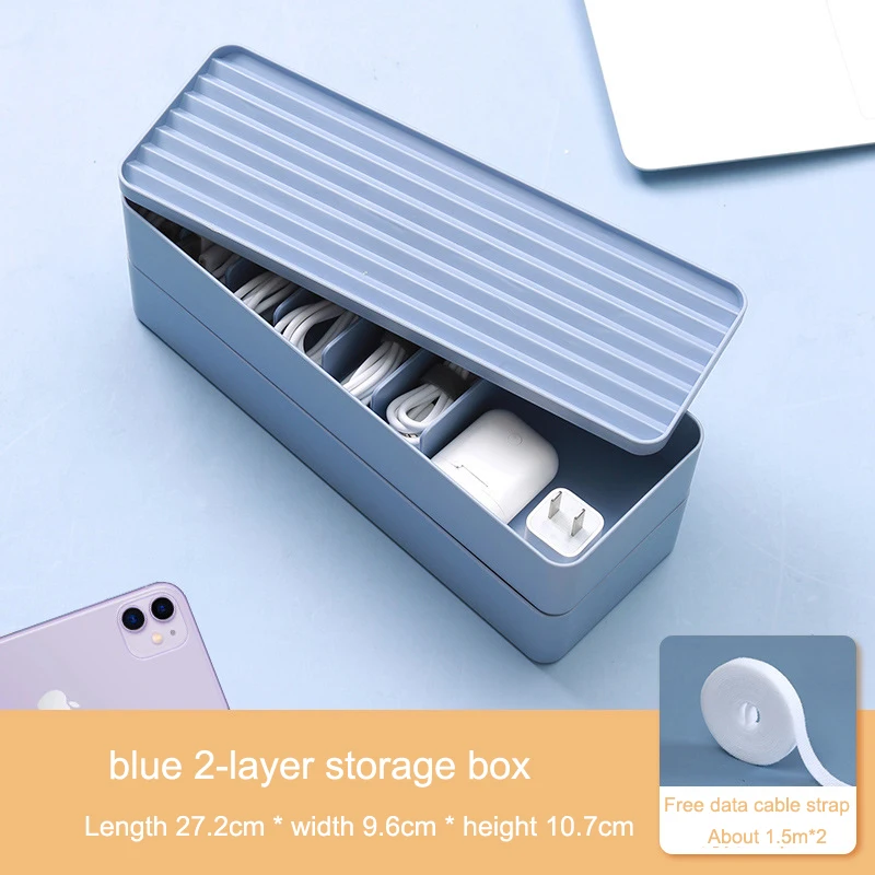 Cable Storage Box colour Plastic Data Line Storage Container for Desk Stationery Multifunctional headset Data charging line plastic storage bins Storage Boxes & Bins