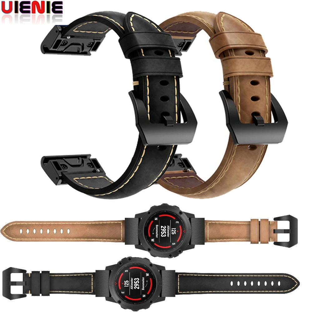 

20mm 22mm 26mm Genuine Leather watch strap Band for Garmin fenix 5 5s 5x strap for Garmin Forerunner 935 Vintage bracelet bands