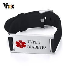 Vnox массивный медицинский оповещение ID браслеты для женщин и мужчин с пользовательской гравировкой Тип 2 диабет с именем льда контактная информация
