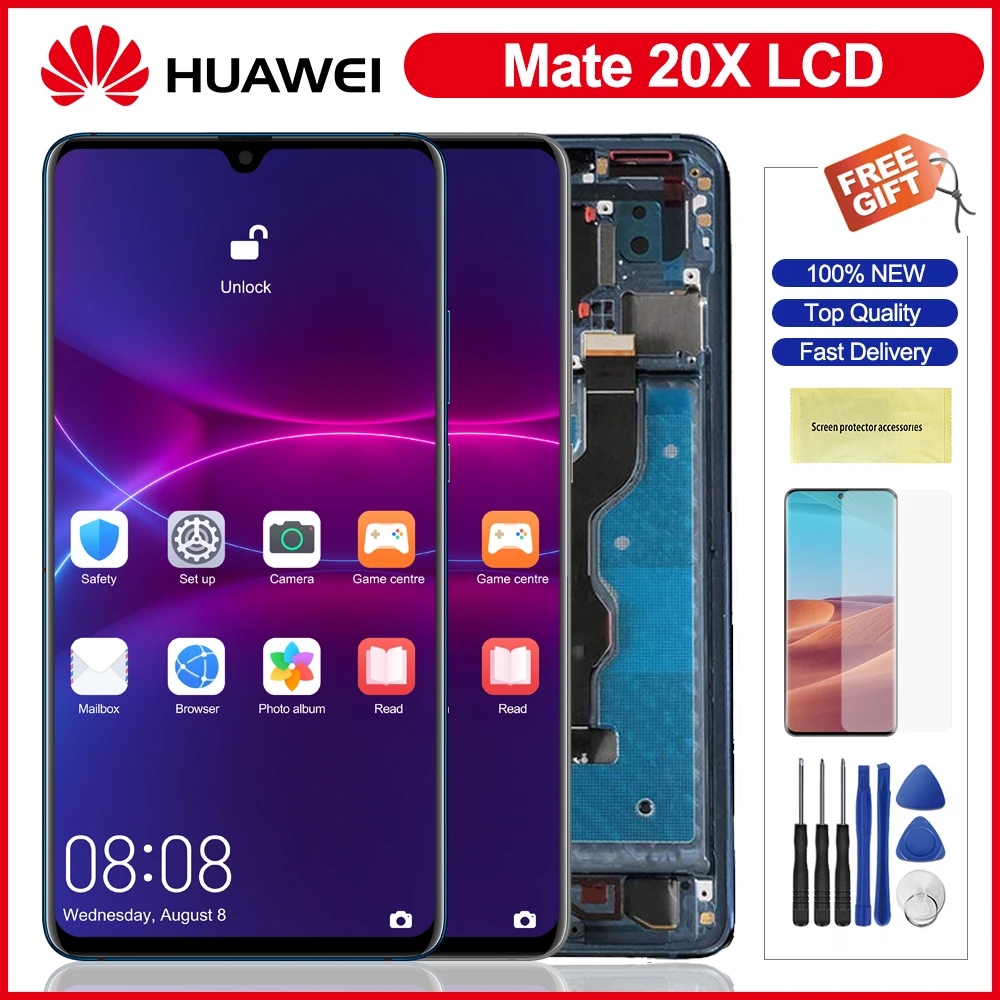 7.2&quot Lcd For Huawei Mate 20 X 20X Mate20 LCD Display Touch Screen Digitizer With Frame Assesmbly Mate20X | Мобильные телефоны и