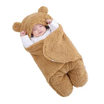 Baby Sleeping Bag Ultra-Soft Fluffy Fleece Newborn Receiving Blanket Infant Boys Girls Clothes Sleep Nursery Wrap Swaddle 1