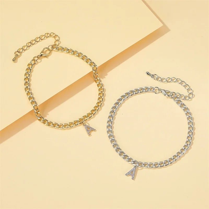 Women Anklets English Letters Anklet Ladies A Jewellery Rhinestone Hand Made Couples Fashion Trendy Silver Color Alloy Pulseras Women Anklets English Letters Anklet Ladies A Jewellery Rhinestone Hand Made Couples Fashion Trendy Silver Color Alloy Pulseras