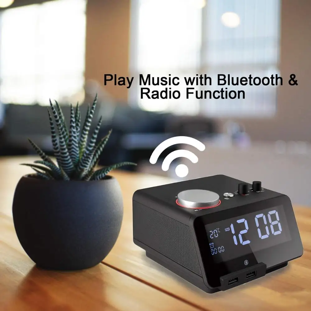 Homtime динамик s FM радио будильник с функцией buetooth динамик USB зарядное устройство Поддержка TF USB AUX режим Bombox с контролем температуры