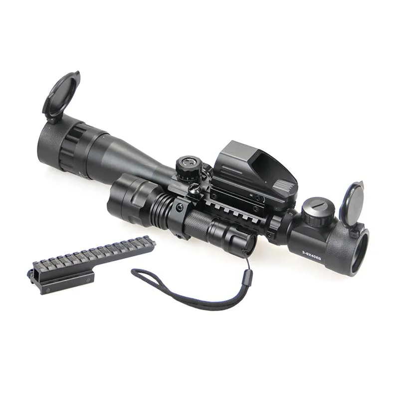 

3-9X40EG Illuminated Hunting Red Green Laser Riflescope with Holographic Dot Sight Combo Airsoft Gun Weapon Sight Airsoft