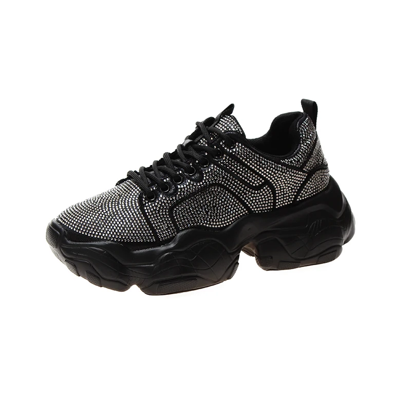 Cena Buty z kryształkami 2019 wiosna nowych kobiet buty grube dno rhinestone buty sportowe damskie trampki europy kobiet buty A606