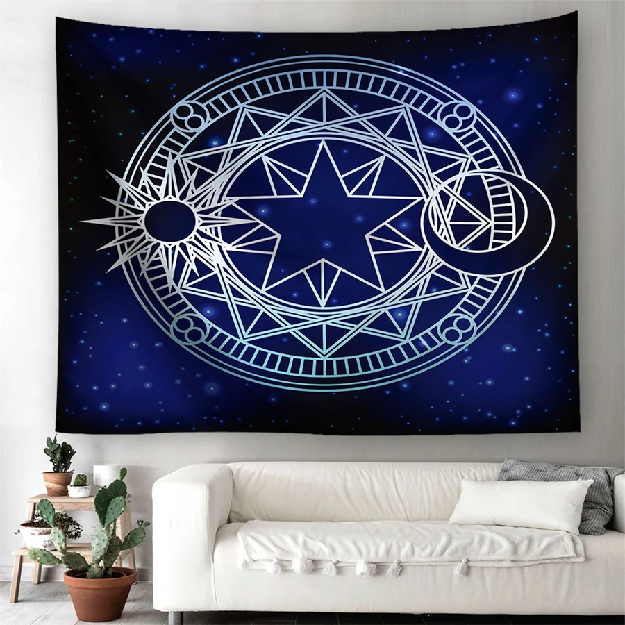 Мандала настенный психоделический гобелен волшебный круг гобелен с Луной Ouija колдовство хиппи настенный гобелен из ткани настенное одеяло