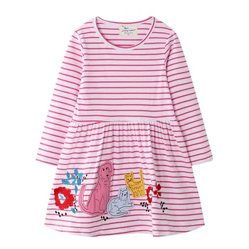 

Children New Girls Long sleeve Dress Spring Cartoon Cotton Cute Dresses Kids clothes