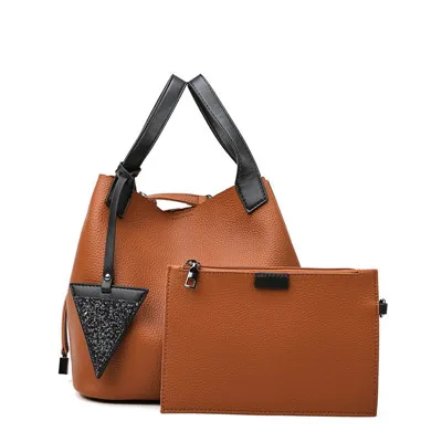 Новая дизайнерская сумка кожаная женская корзина сумка женская сумка+ набор женских сумок маленькая сумка через плечо для женщин девочек - Цвет: brown