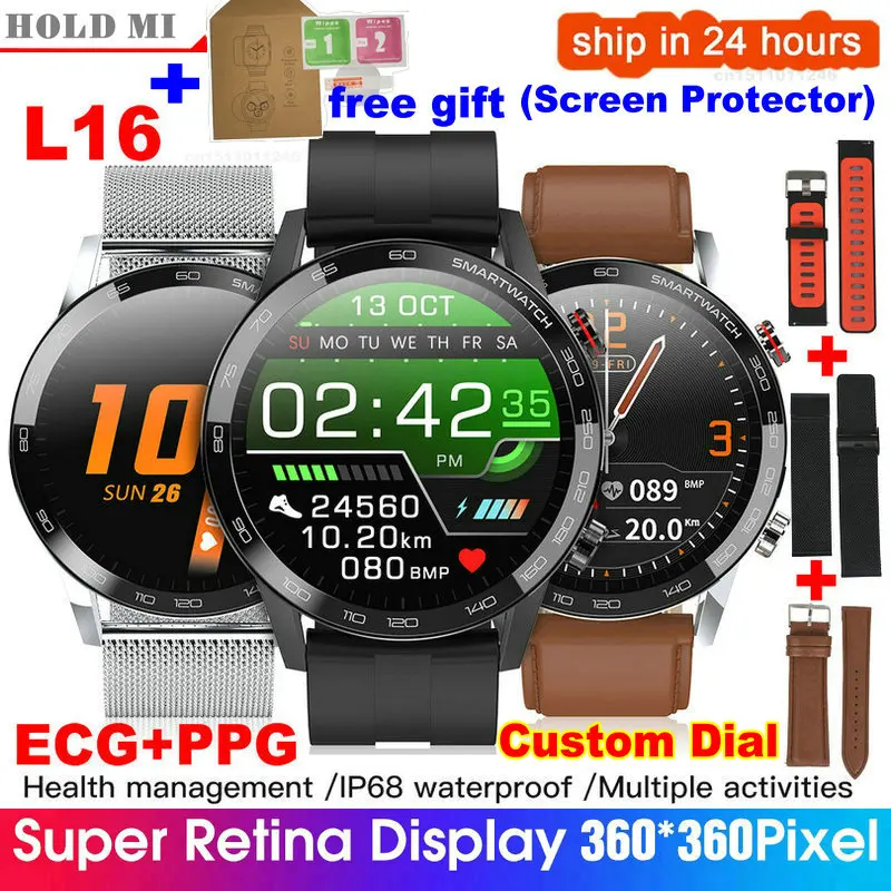 Смарт-часы L16 мужские ЭКГ + ФПГ IP68 Bluetooth | Электроника