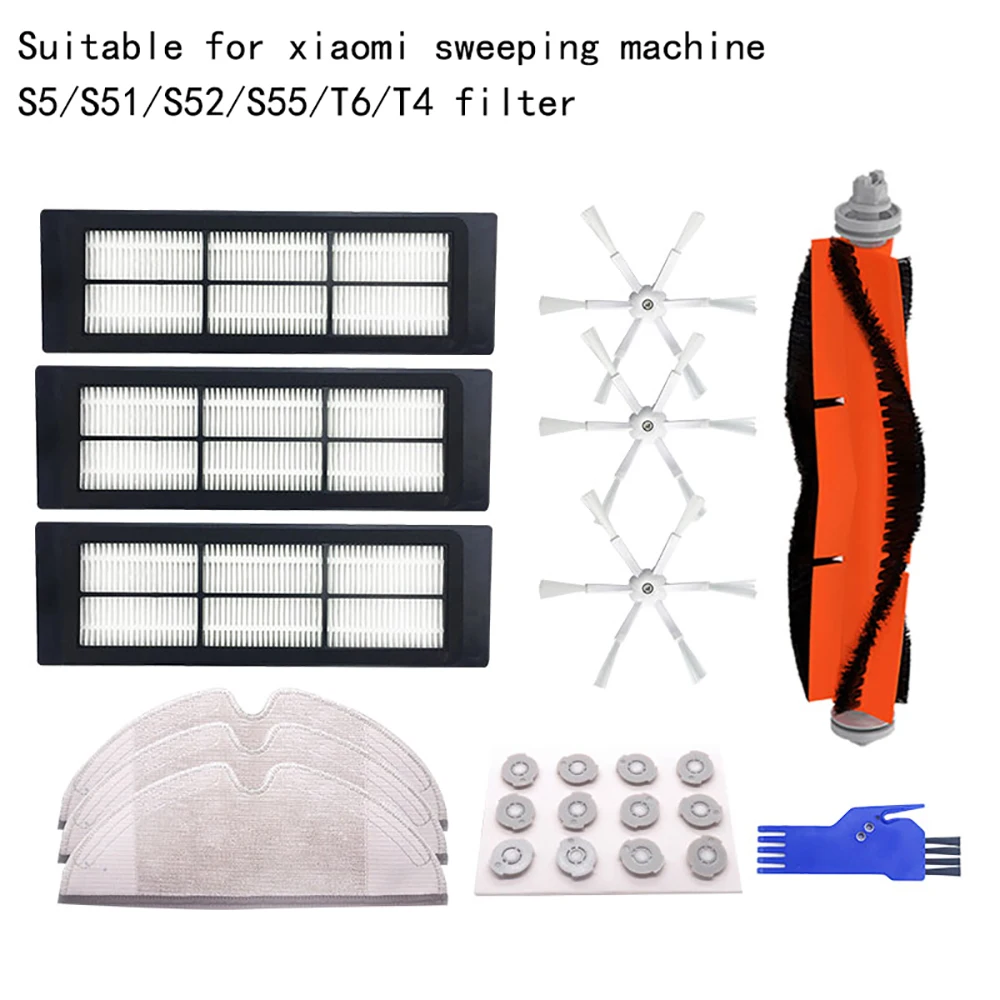 

Vacuum Cleaner Main Brush+3 Filters+3 Side Brushes+Blue Brush+3 Mop Cloth +12 Water Core For XIAOMI Sweeper S5/S51/S52/S55/T6/T4