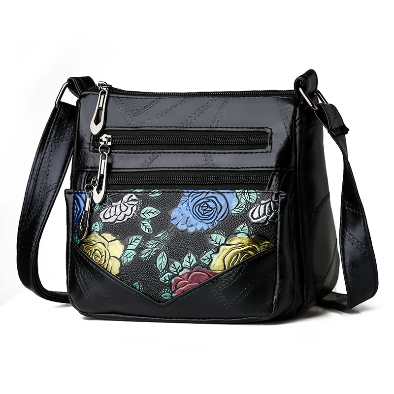 

new women messenger bags fashion print flower 3d female crossbody shoulder bags vintage small handbags flap