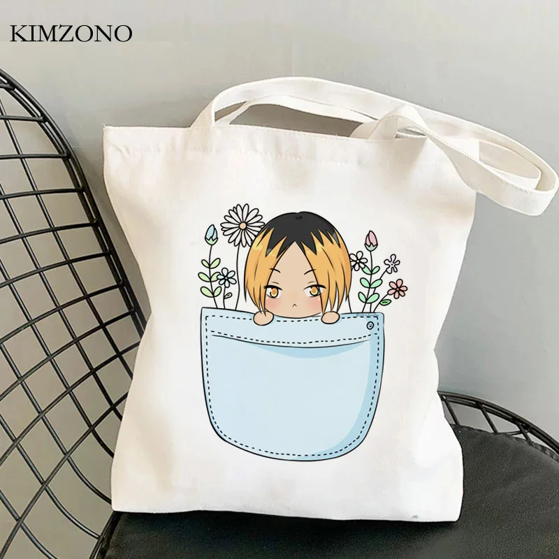 Haikyuu-Bolso de compras de yute, bolsa de reciclaje, de lona, reutilizable, personalizado