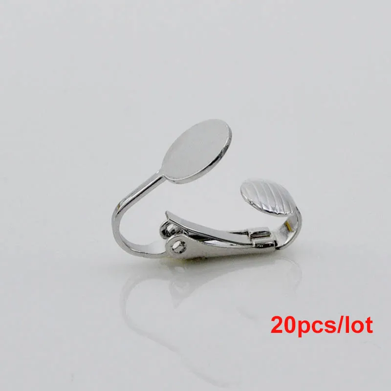 20pcs silver /20/50 шт цвета: золотистый, серебристый Цвет клипсы для ушей в форме пустые установка Base 10 мм Стекло кабошоны Diy Компоненты Сделано в Китае для изготовления ювелирных изделий - Цвет: 20pcs silver