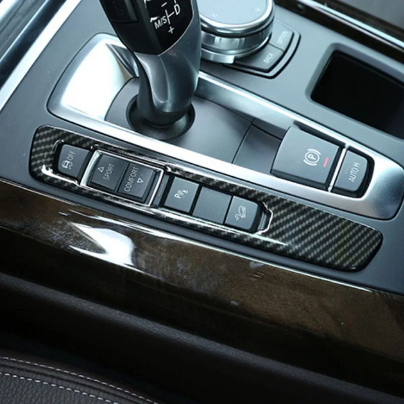 

For BMW X5 2014 2016 2017 2018 Central Control Gear Panel Left Mode Button Decorative Frame Carbon Fiber Pattern ABS Material