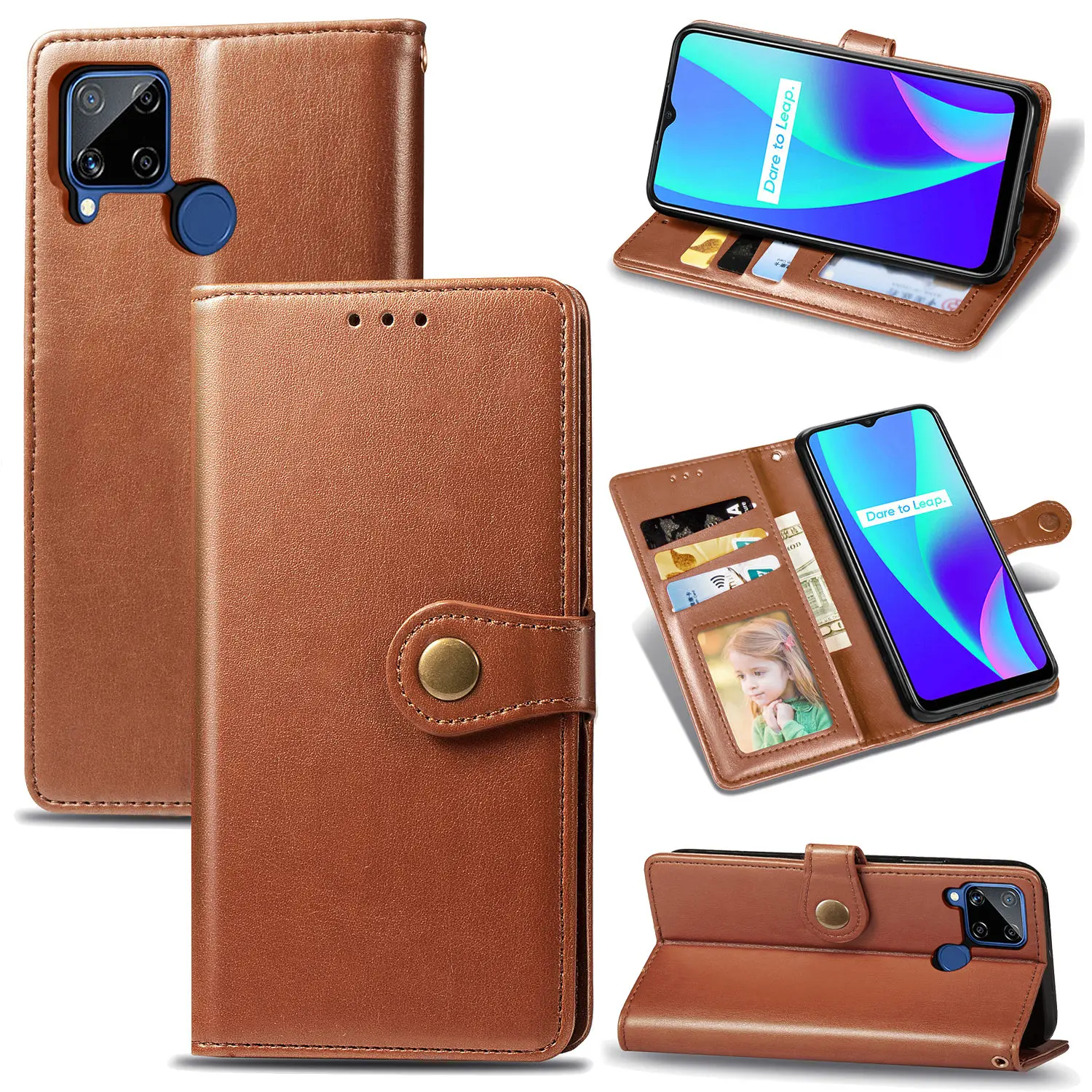 Роскошный деловой чехол кошелек из искусственной кожи для OPPO A9 F11 Pro F15 A91 A8 A31 2020 с