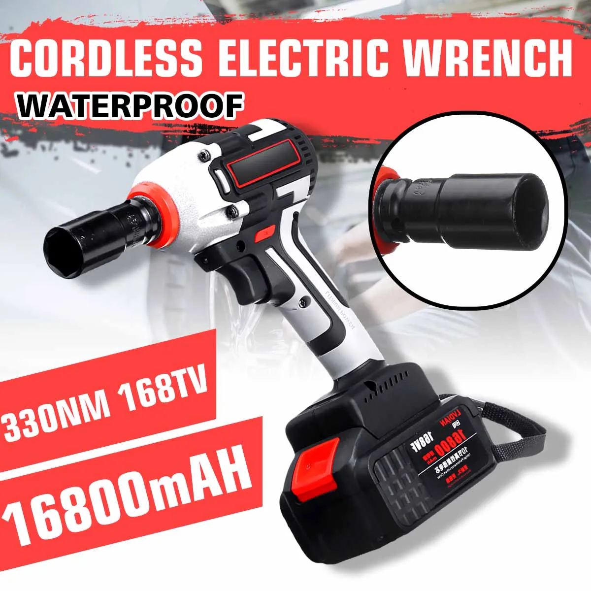 

16800mAh 168Tv 330NM Brushless Cordless Electric Wrench Impact Driver Power Tool Rechargeable Lithium Battery Household Drill