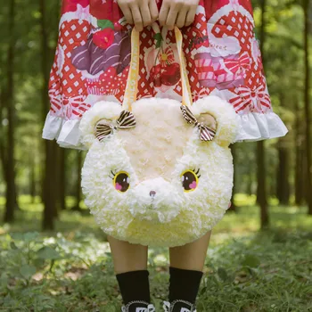 

Mori Girl Anime Lolita Cosplay Kawaii Plush Bow Bear Rabbit Big Messenger bags Japanese Cartoon Soft Girl Shoulder Bag Handbag