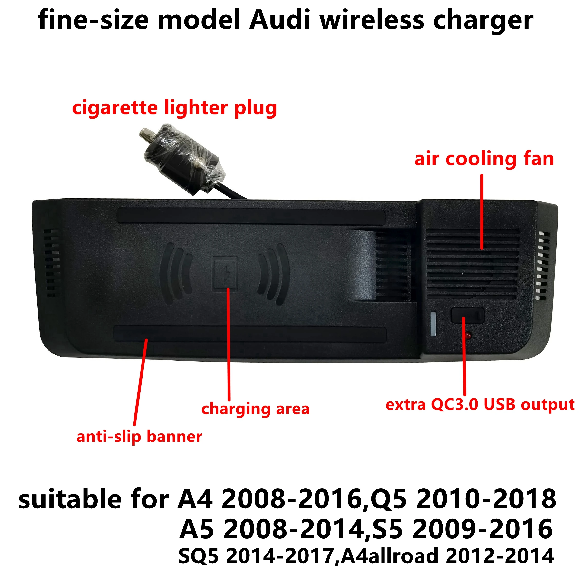 updated 15W car QI wireless charger phone charging plate accessories for Audi A4 A6 A7 Q5 S5 RS5 automobile parts |