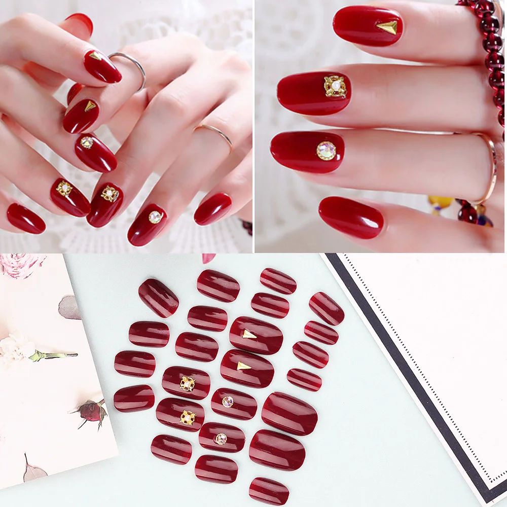 24 шт Поддельные Стразы для ногтей DIY Дизайн миндаль стилеты аксессуары