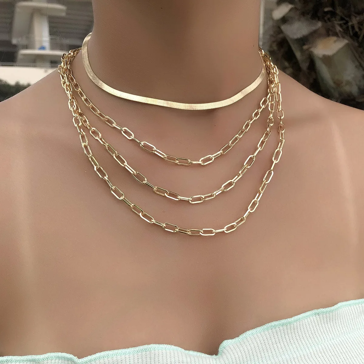

Popular Fashion Heavy Metal Style Multi-layer Personality Women's Necklace Set Gift Charm