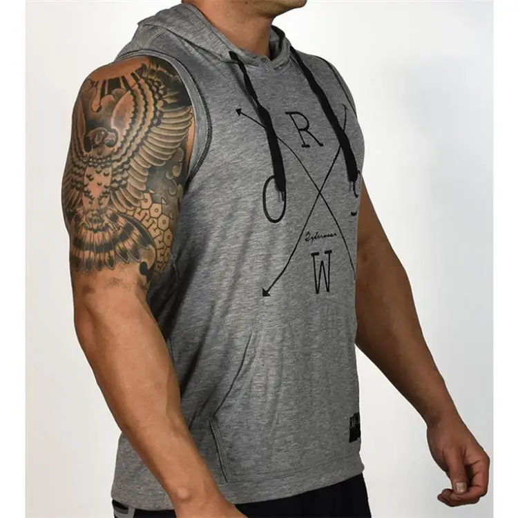 Muscle Kid Brothers Cap Waistcoat Thin Coat Sports Fitness Vest Sleeveless Cardigan Vest Hoodie Fashion