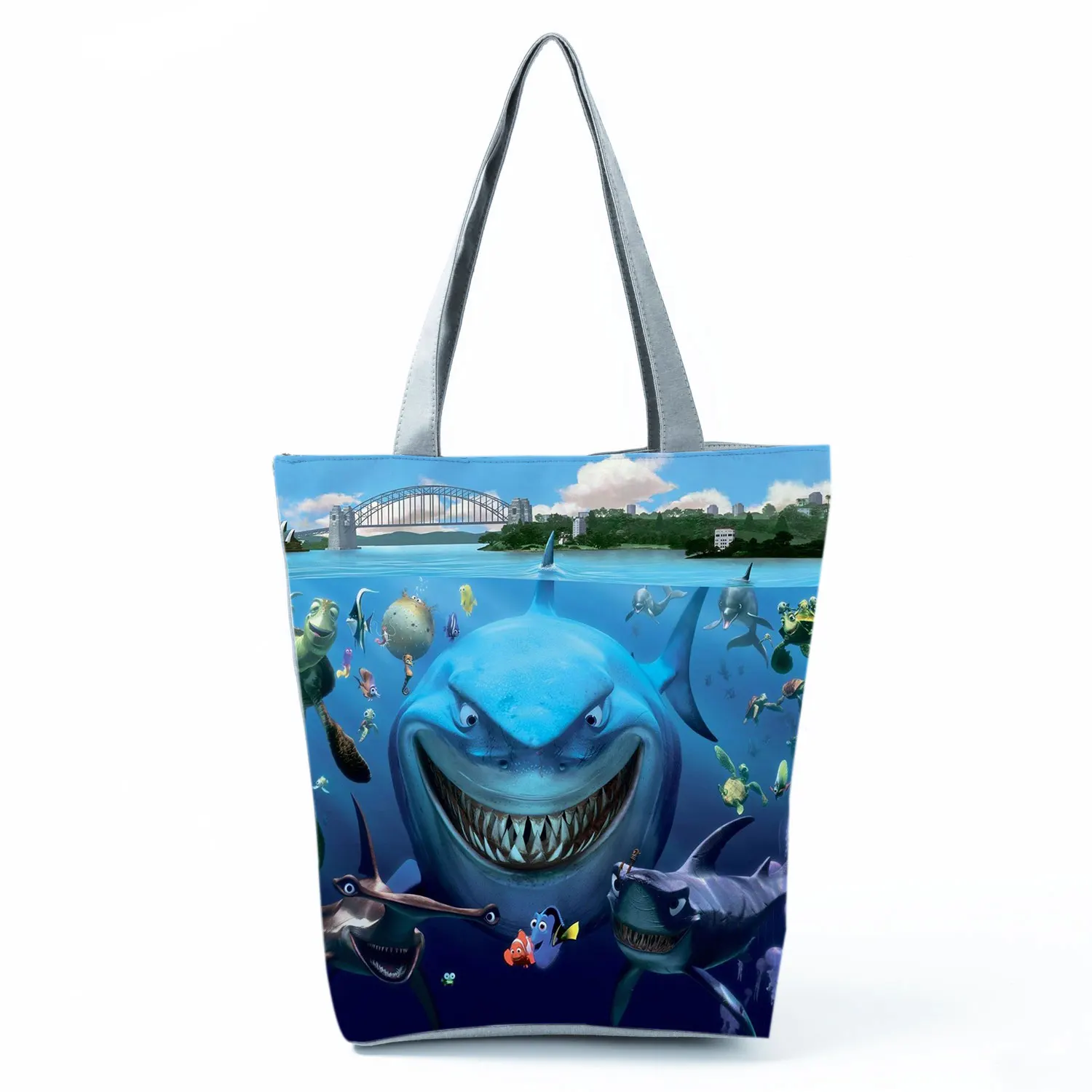 Disney Finding Nemo Printed Handbag Dory Graphic High Capacity Shoulder Bag Fish Reusable Shopping Bag Casual Women Beach Tote