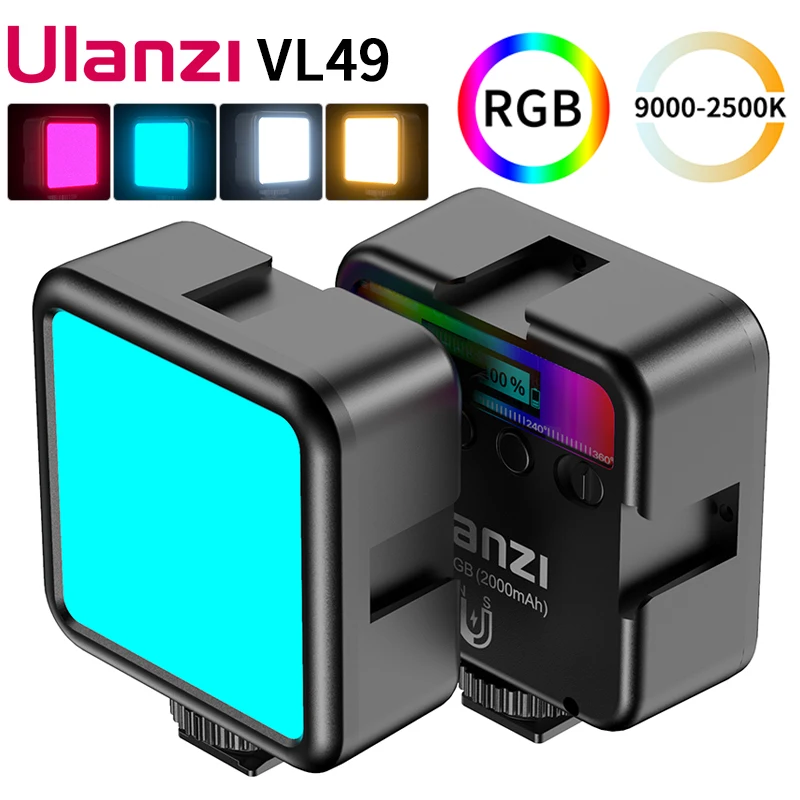Ulanzi VL49 Mini RGB LED Video Light 2700K-9000K On Camera Fill Photography Lighting Pocket Live Tiktok Vlog lamp | Электроника