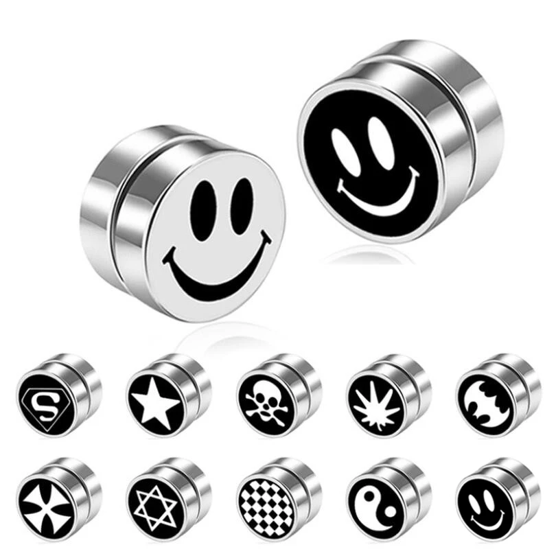 

1pc Stainless Steel Jewelry Strong Magnet Magnetic Health Care Ear Stud Non Piercing Earrings Personality Earings Punk Mens Gift