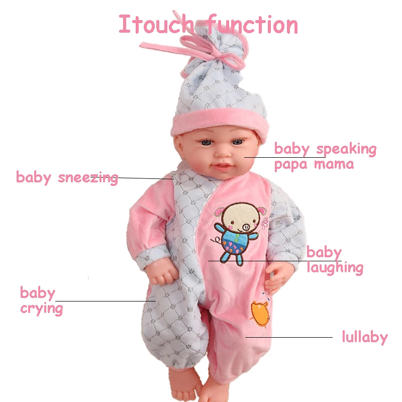 45CM Full Silicone Bebe Reborn Dolls Electric Alive menina de Laughing Crying Doll Interaction Smile