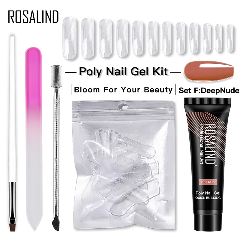 

ROSALIND Japanese Style Phototherapy Extension Gel Set Crystal Quick Extension Liquid Set UV Nail Gel Poly Nail Gel Kit 5PCS