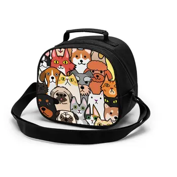 

Doodle Dogs And Cats Faces Lunch Bag for Kids child Insulated lunch Box Thermal Bag Bento Pouch Lunch Container School Food Box