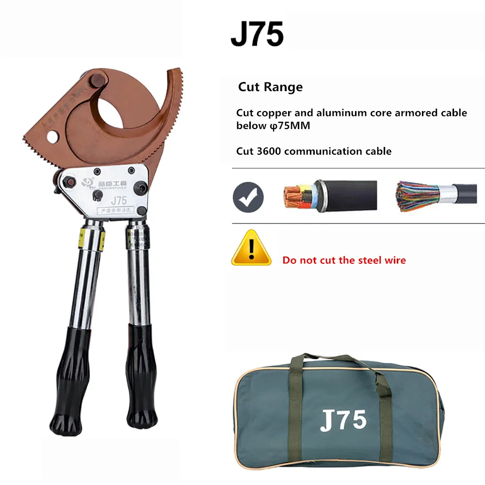 

Manual Ratchet Cable Cutter Manipulator Cable Scissors With with Telescopic Handle For 75mm2 Cu Aluminum Cable Y