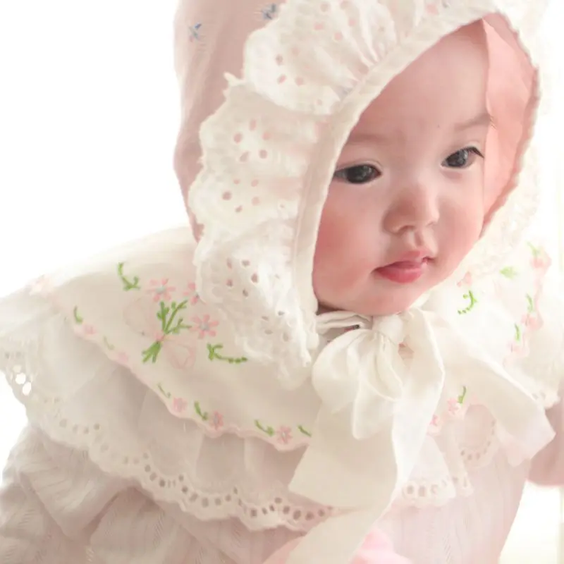 

Summer Sweet Newborn Cap Child Wide Side Lace Lacing Hat Maternal and Child Supplies Princess Cool Baby Girls Hats