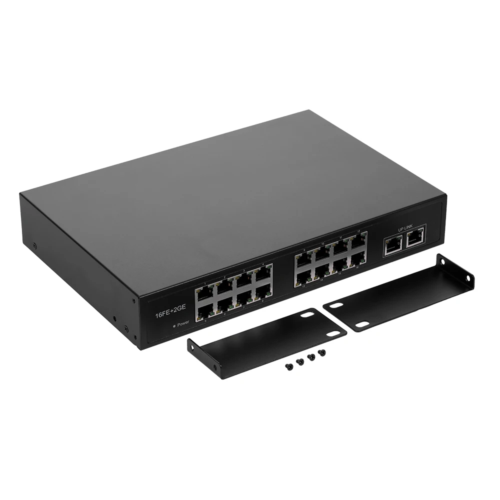 ZWD-16 + 2BZQN 16FE + 2GE POE коммутатор с 16 POE портами 2 Gigabit Uplink IEEE 802.3af стандартный POE переключатель питания для ip-камеры