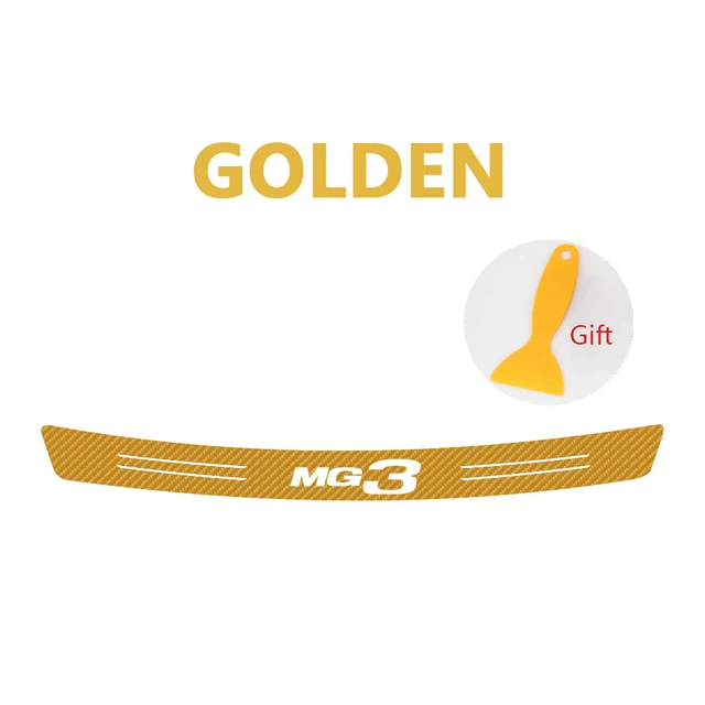 Carbon Fiber Car Tail Trunk Scuff Guard Protector Sticker Rear Bumper Load Edge Protection Decal for MG MG3 Emblem Accessories Gold