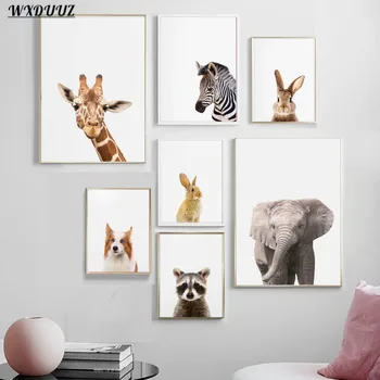 

Cute Animal Elephant Giraffe Nordic Art Decor Picture Quality Canvas Painting Poster Nursery Kids Room Wall Decor Home Decor