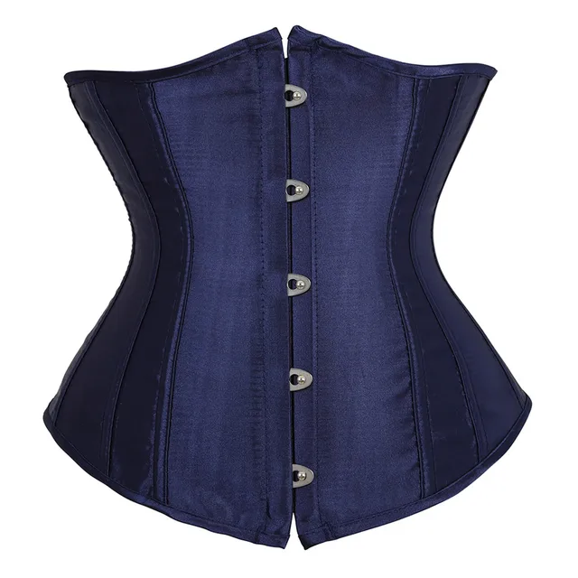 Underbust Corset Sexy Women's Underwear Waist Slimming Body Shaper for Women Steampunk Lace-up Corset Navy Blue