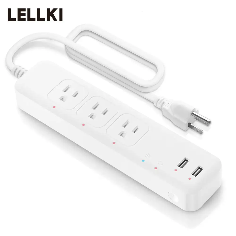 

WiFi Smart Power Strip with 2 USB 3 Multi Plug Remote Control Electric Timer Socket for Alexa Google Home 1.8m Power Extension