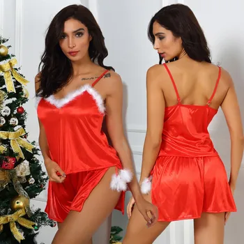 

Erotik Women Clothes Porno Sexy Lingerie V-neck Shorts Erotic Bobydoll Pajamas Set Lenceria Mujer Christmas Plus Size S-3XL Hot