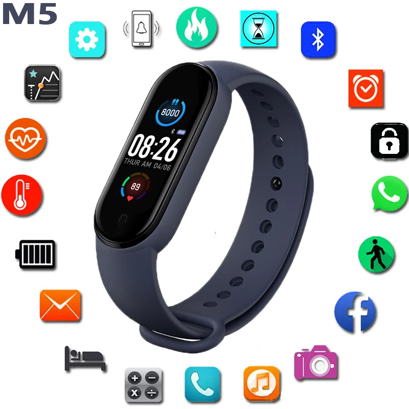 2021 NEW M5 Plus Woman Smart Bracelet MI5 Heart Rate Activity Tracker Fitness Men's Watch Pk M3 M4 | Электроника