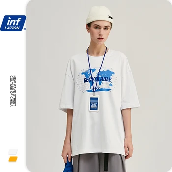 

INFLATION Streetwear Tshirt Men Tee Shirt Homme Mens Tshirts Fashion 2020 Trending White T shirt Harajuku Cotton T shirt 1247S20