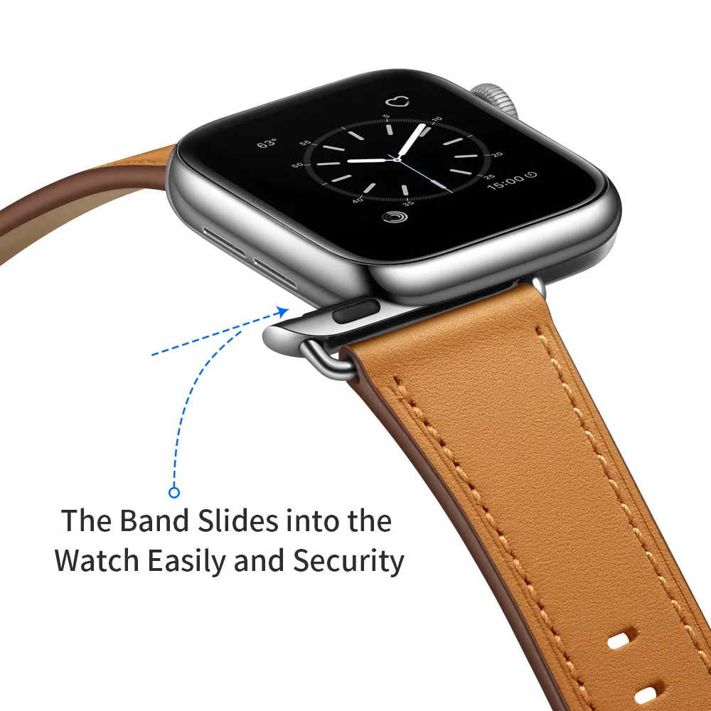 Ремешок для часов из натуральной кожи для Apple Watch 5, 4, ремешок, 40 мм, 44 мм, 38 мм, 42 мм, для женщин и мужчин, металлический ремешок с пряжкой, браслет для iwatch 1, 2, 3