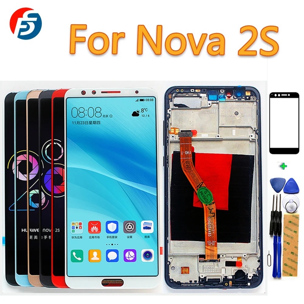 

100% Tested 6.0 inch Touch Screen For Huawei Nova 2s HWI-AL009 LCD Display Digitizer Assembly 2160*1080 Free Tools Glass film