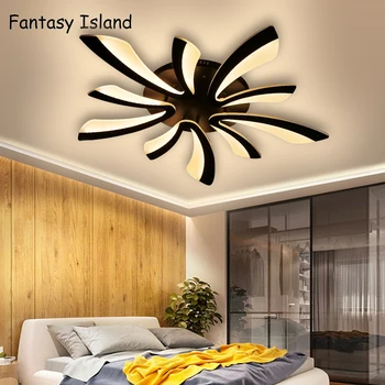 

Russianwarehouse Ceiling Mounted LED Chandelier Lighting For Living Room Bedroom Dining Room Black White Ceiling lamp Fixtures